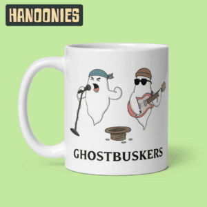 GhostBuskers Parody Mug – Funny Cartoon Coffee Cup for Music Lovers